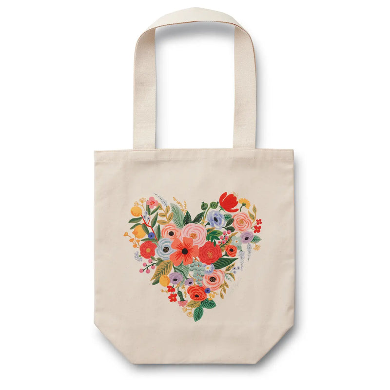 Floral Heart Canvas Tote Bag