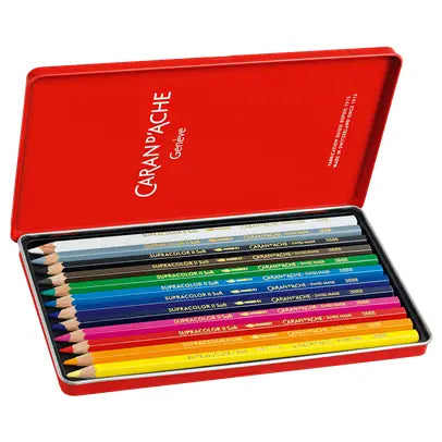 Caran d'Ache Supracolor™ Aquarelle Colored Pencils -Set of 12 (Metal Box)