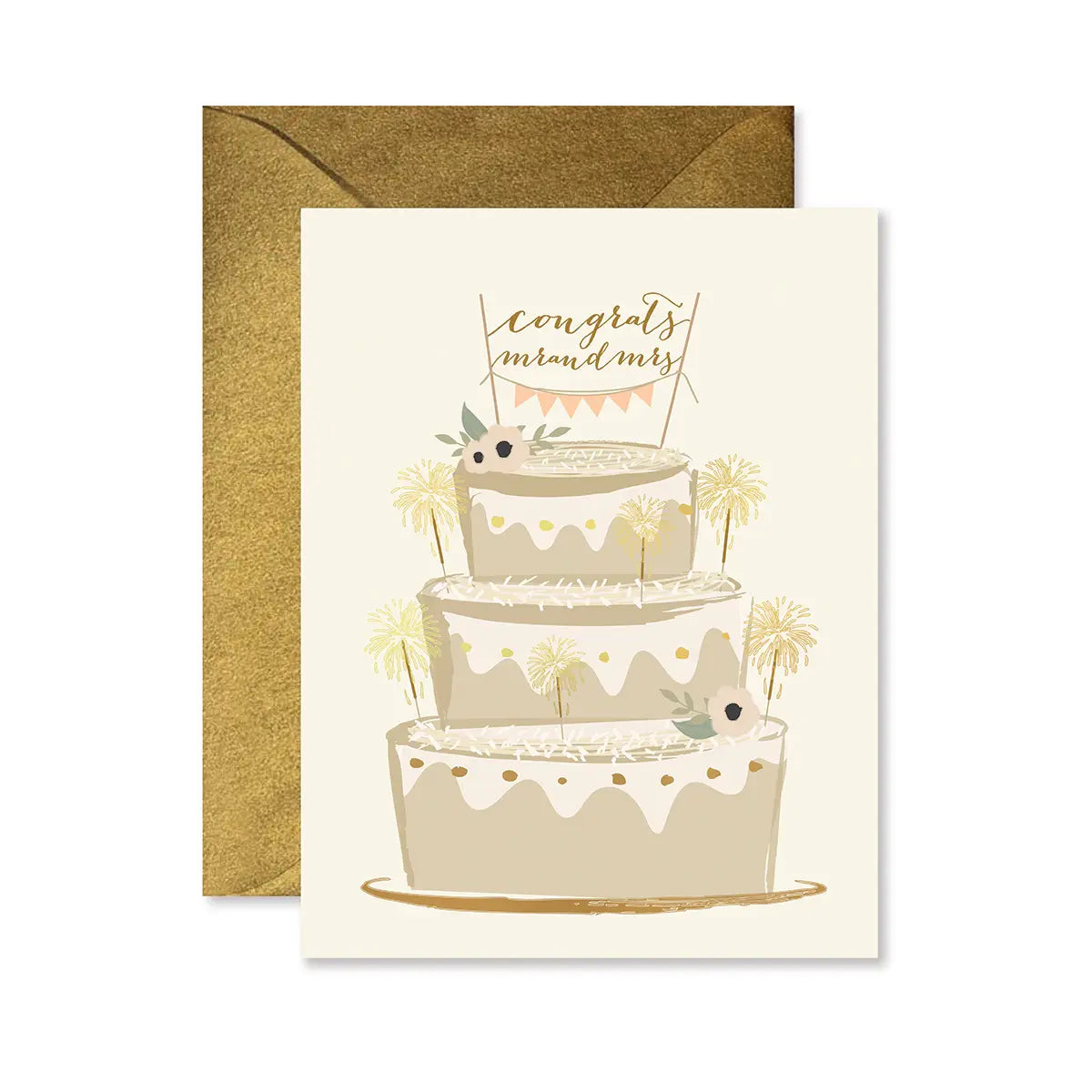 Sparkler Cake Wedding Greeting Card