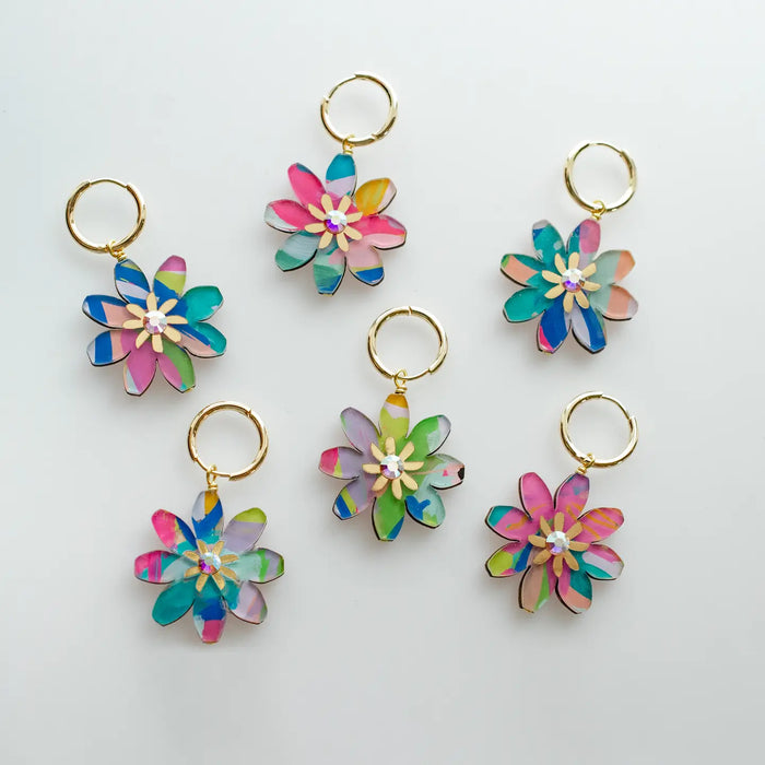 Aster Flower Hoop Earring