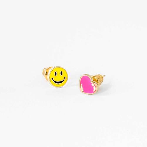 Happy Face + Heart Earrings