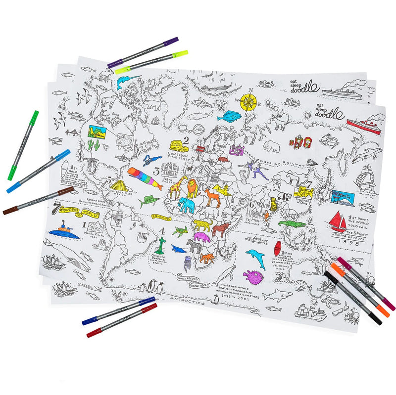 World Map Wrapping Paper Activity Kit